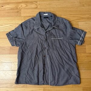 Ted Baker Patterned Blue Short Sleeve Button Down